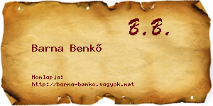 Barna Benkő névjegykártya