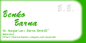 benko barna business card